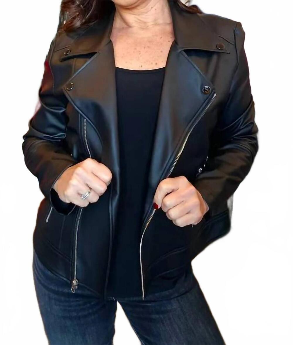NEW CLARA SUNWOO liquid leather moto jacket in black